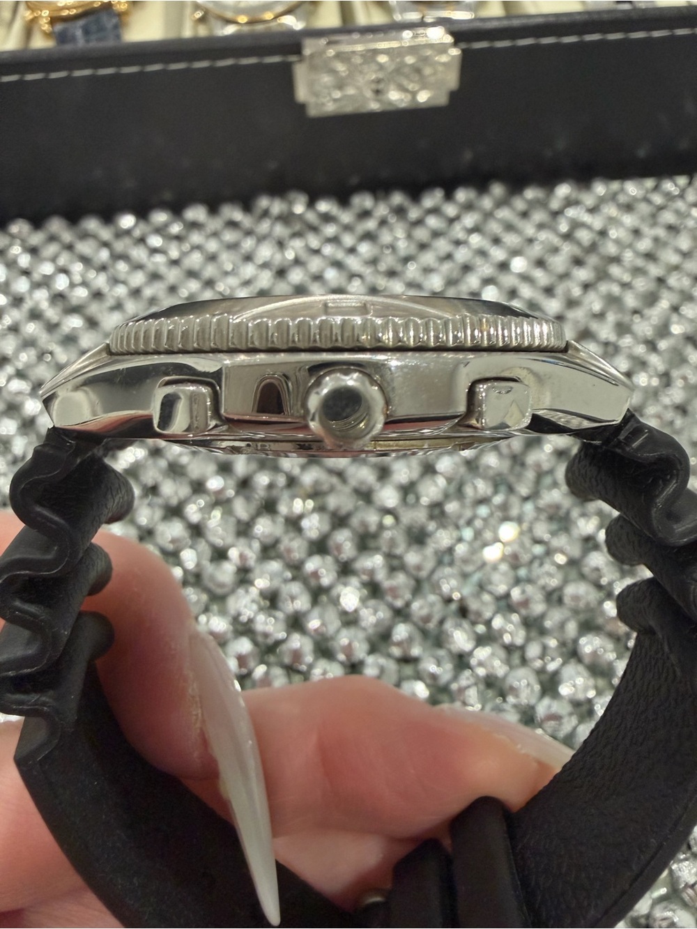 Seiko Black Dial Stainless Steel Chronograph Watch - Picture 5 of 6
